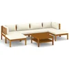 Image de vidaXL - 7-delige - Loungeset - met - crèmekleurige - kussens - massief - acaciahout