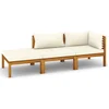 Image de vidaXL - 3-delige - Loungeset - met - crèmekleurige - kussens - massief - acaciahout
