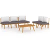 Image de vidaXL - 4-delige - Loungeset - met - kussens - massief - acaciahout