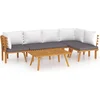 Image de vidaXL - 5-delige - Loungeset - met - kussens - massief - acaciahout