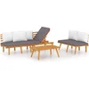 Image de vidaXL - 3-delige - Loungeset - met - kussens - massief - acaciahout