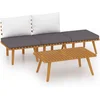 Image de vidaXL - 4-delige - Loungeset - met - kussens - massief - acaciahout