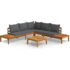 Image de vidaXL - 4-delige - Loungeset - met - donkergrijze - kussens - acaciahout