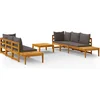 Image de vidaXL - 5-delige - Loungeset - met - donkergrijze - kussens - acaciahout
