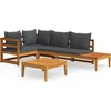 Image de vidaXL - 4-delige - Loungeset - met - donkergrijze - kussens - acaciahout