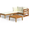Image de vidaXL - 3-delige - Loungeset - met - crèmewitte - kussens - acaciahout