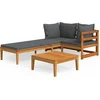 Image de vidaXL - 3-delige - Loungeset - met - donkergrijze - kussens - acaciahout