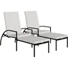 Image de vidaXL - Ligbedden - 2 - st - met - voetensteun - polyetheen - rattan - zwart