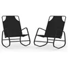 Image de vidaXL - Ligstoelen - 2 - st - schommelend - staal - en - textileen - zwart
