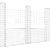 Image de vidaXL - Schanskorf - U-vormig - met - 3 - palen - 260x20x200 - cm - ijzer