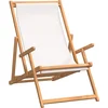 Image de vidaXL - Strandstoel - inklapbaar - massief - teakhout - crèmekleurig