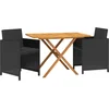 Image de vidaXL - 3-delige - Tuinset - met - kussens - zwart