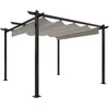 Image de vidaXL - Tuinprieel - met - uittrekbaar - dak - 3x3 - m - crèmekleurig