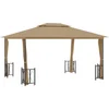 Image de vidaXL - Prieel - met - zijwanden - en - dubbel - dak - 3x4 - m - taupe