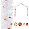 Image de vidaXL - Kerstslinger - versierd - met - kerstballen - 10 - m - wit