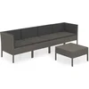 Image de vidaXL - 5-delige - Loungeset - met - kussens - poly - rattan - grijs