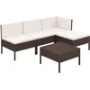 Image de vidaXL - 5-delige - Loungeset - met - kussens - poly - rattan - bruin