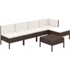Image de vidaXL - 6-delige - Loungeset - met - kussens - poly - rattan - bruin