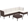 Image de vidaXL - 6-delige - Loungeset - met - kussens - poly - rattan - bruin
