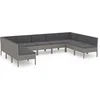 Image de vidaXL - 9-delige - Loungeset - met - kussens - poly - rattan - grijs