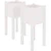 Image de vidaXL - Plantenbakken - 2 - st - 31x31x70 - cm - massief - grenenhout - wit