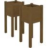 Image de vidaXL - Plantenbakken - 2 - st - 31x31x70 - cm - massief - grenenhout - honingbruin