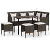 Image de vidaXL - 5-delige - Loungeset - met - kussens - L-vormig - poly - rattan - bruin
