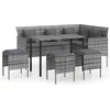 Image de vidaXL - 5-delige - Loungeset - met - kussens - L-vormig - poly - rattan - grijs