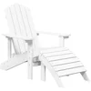 Image de vidaXL - Tuinstoel - Adirondack - met - voetenbank - HDPE - wit