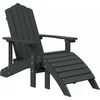 Image de vidaXL - Tuinstoel - Adirondack - met - voetenbank - HDPE - antracietkleurig