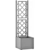 Image de vidaXL - Plantenbak - verhoogd - met - latwerk - en - zelfbewateringssysteem - grijs