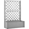Image de vidaXL - Plantenbak - verhoogd - met - latwerk - en - zelfbewateringssysteem - grijs