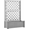 Image de vidaXL - Plantenbak - met - latwerk - 100x43x142 - cm - PP-steen - grijs