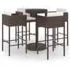 Image de vidaXL - 5-delige - Tuinbarset - met - kussens - poly - rattan - bruin