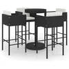 Image de vidaXL - 5-delige - Tuinbarset - met - kussens - poly - rattan - zwart