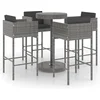 Image de vidaXL - 5-delige - Tuinbarset - met - kussens - poly - rattan - grijs