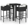 Image de vidaXL - 5-delige - Tuinbarset - met - kussens - poly - rattan - zwart