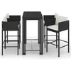 Image de vidaXL - 5-delige - Tuinbarset - met - kussens - poly - rattan - zwart