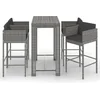 Image de vidaXL - 5-delige - Tuinbarset - met - kussens - poly - rattan - grijs