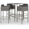 Image de vidaXL - 5-delige - Tuinbarset - met - kussens - poly - rattan - grijs