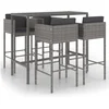 Image de vidaXL - 5-delige - Tuinbarset - met - kussens - poly - rattan - grijs