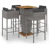 Image de vidaXL - 5-delige - Tuinbarset - met - kussens - poly - rattan - grijs