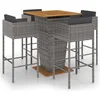 Image de vidaXL - 5-delige - Tuinbarset - met - kussens - poly - rattan - grijs