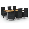 Image de vidaXL - 7-delige - Tuinset - met - kussens - poly - rattan - zwart