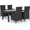 Image de vidaXL - 5-delige - Tuinset - met - kussens - poly - rattan - zwart