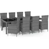 Image de vidaXL - 9-delige - Tuinset - met - kussens - poly - rattan - grijs