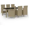 Image de vidaXL - 7-delige - Tuinset - met - kussens - poly - rattan - beige