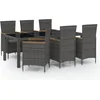 Image de vidaXL - 7-delige - Tuinset - met - kussens - poly - rattan - zwart - en - grijs