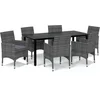 Image de vidaXL - 7-delige - Tuinset - met - kussens - poly - rattan - grijs