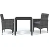 Image de vidaXL - 3-delige - Tuinset - met - kussens - poly - rattan - grijs